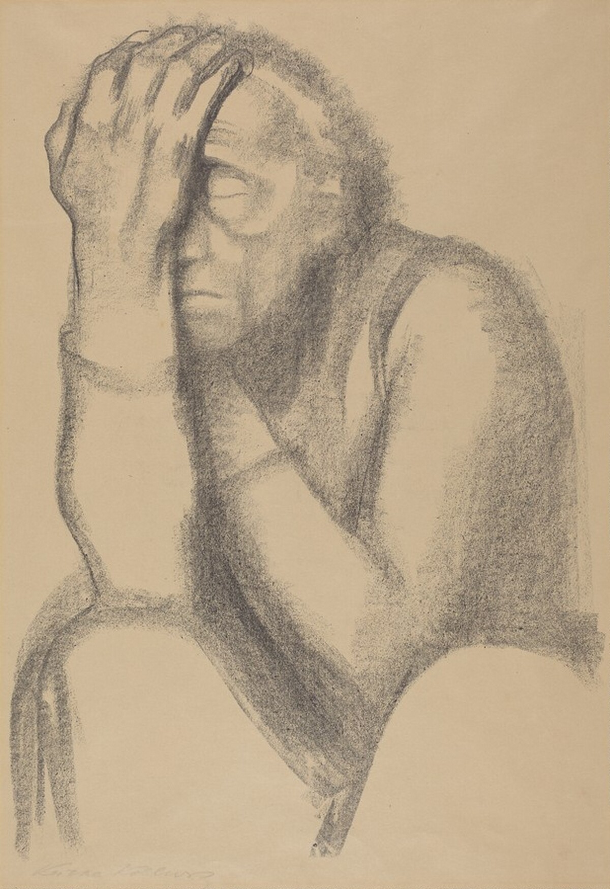 Woman Meditating II (Nachdenkende Frau II) by Käthe Kollwitz