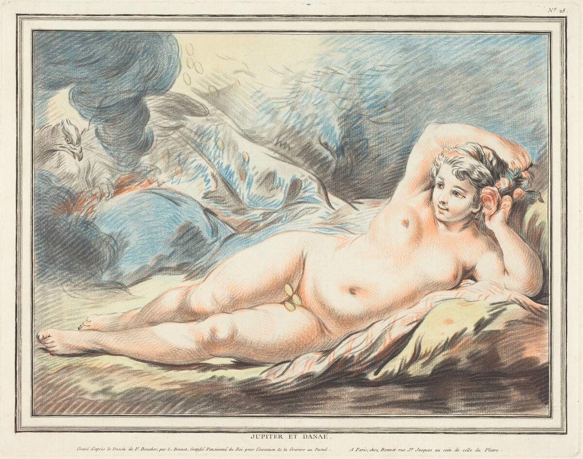 Jupiter and Danaë by Louis-Marin Bonnet after François Boucher