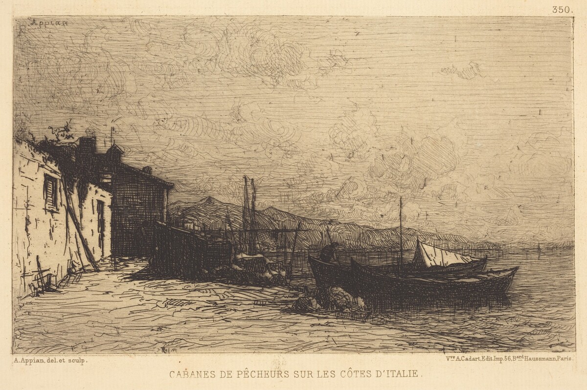 Cabanes de pecheurs sur les cotes d'Italie by Adolphe Appian