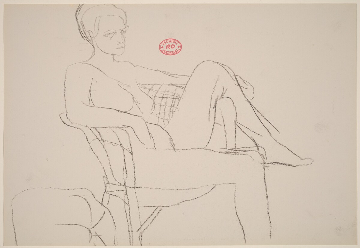 Untitled [seated female nude with left leg over chair arm] by Richard Diebenkorn