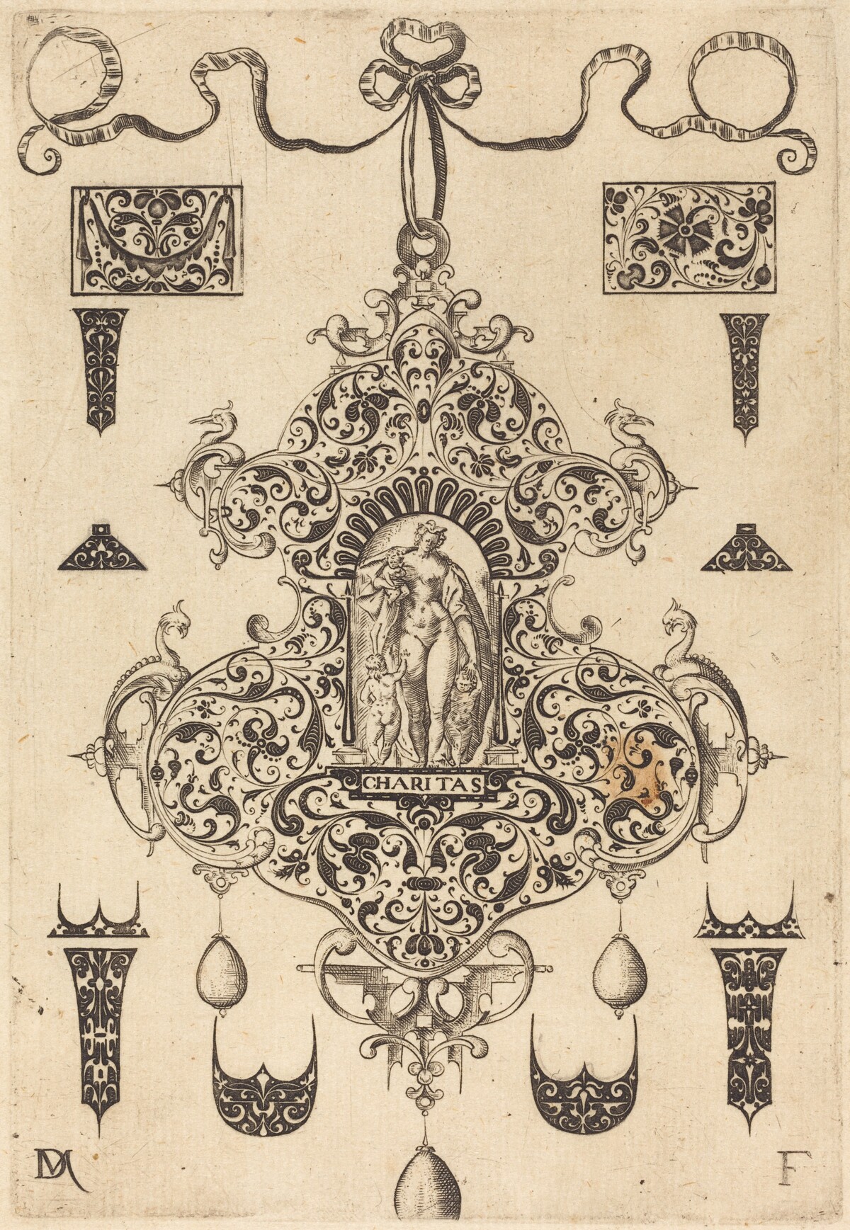 Large Pendant, Charity Standing at Centre by Daniel Mignot