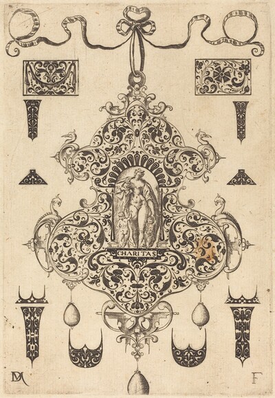 Large Pendant, Charity Standing at Centre