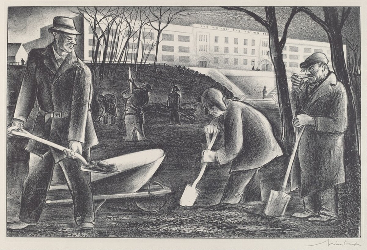 Untitled (Three Men on a Public Works Project) by Russell Theodore Limbach
