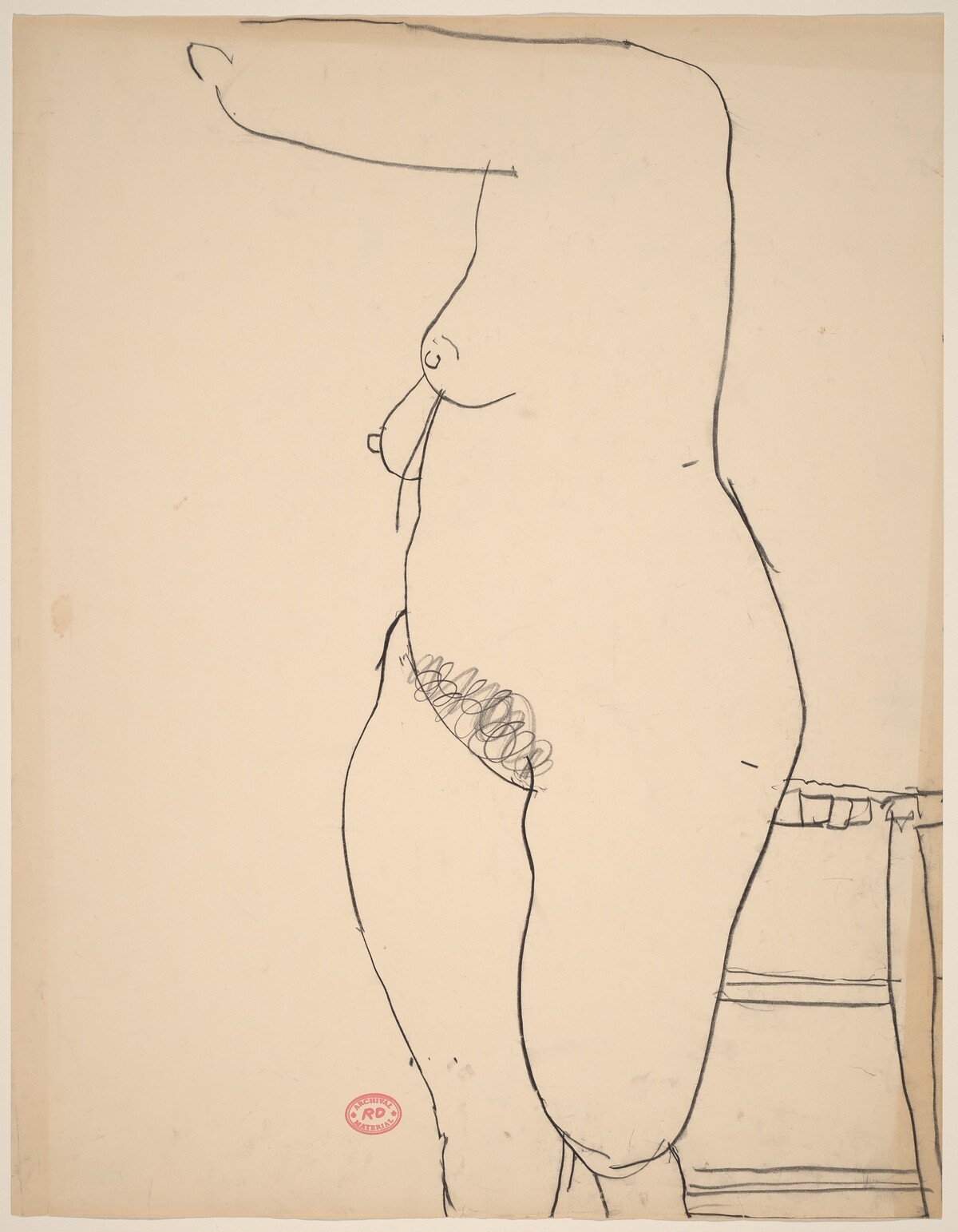 Untitled [female nude standing beside a stool] by Richard Diebenkorn