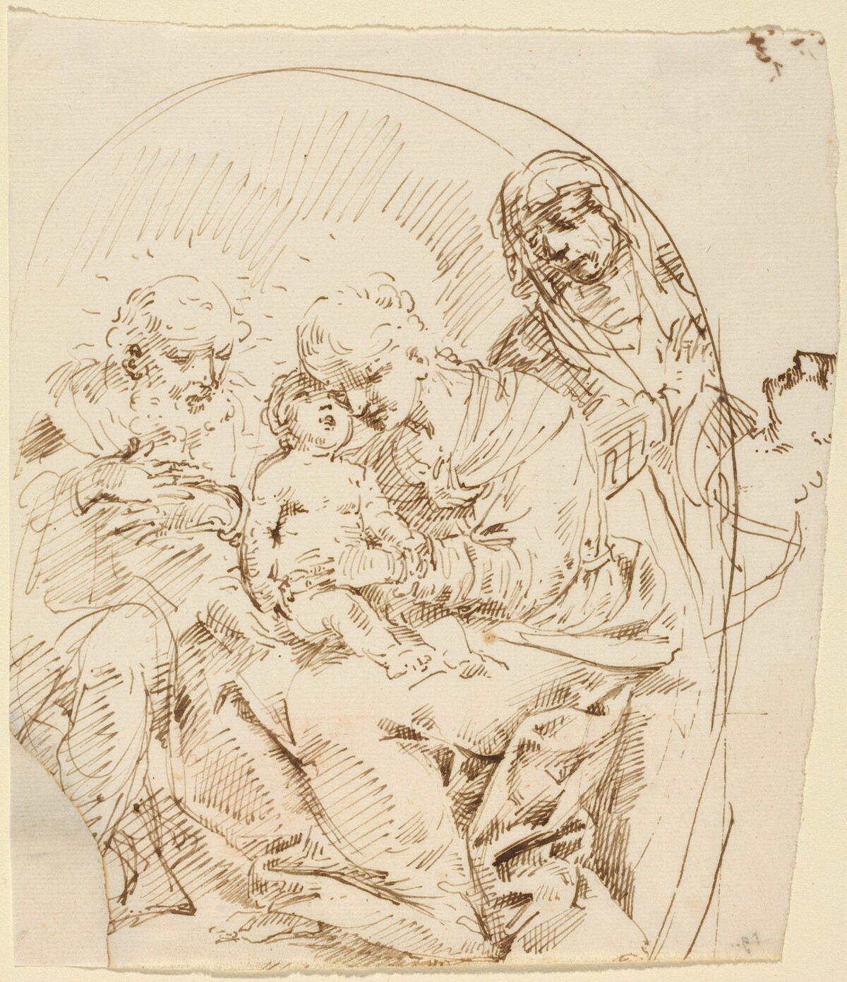 Holy Family with Saint Anne and Female Head in Profile by Attributed to Donato Creti