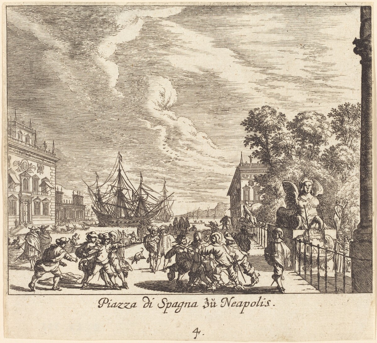 Piazza di Spagna, Naples by Melchior Küsel after Johann Wilhelm Baur