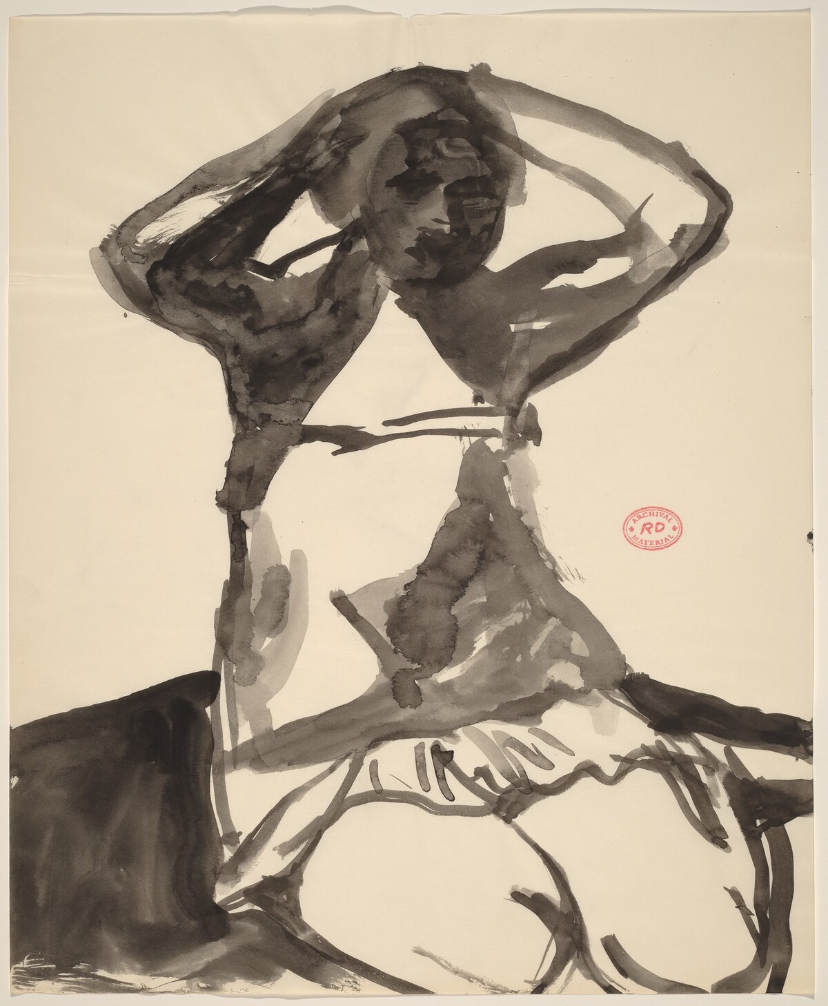 Untitled [woman sitting on knees with hands behind head] by Richard Diebenkorn
