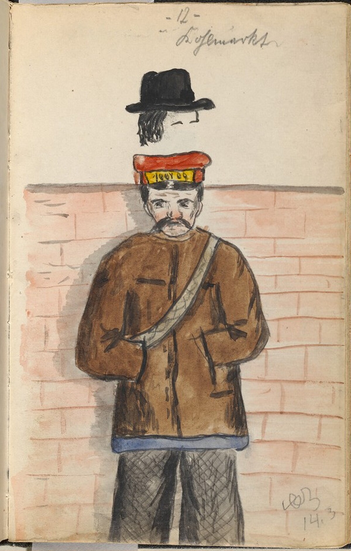 Man Standing before a Brick Wall by Max Beckmann