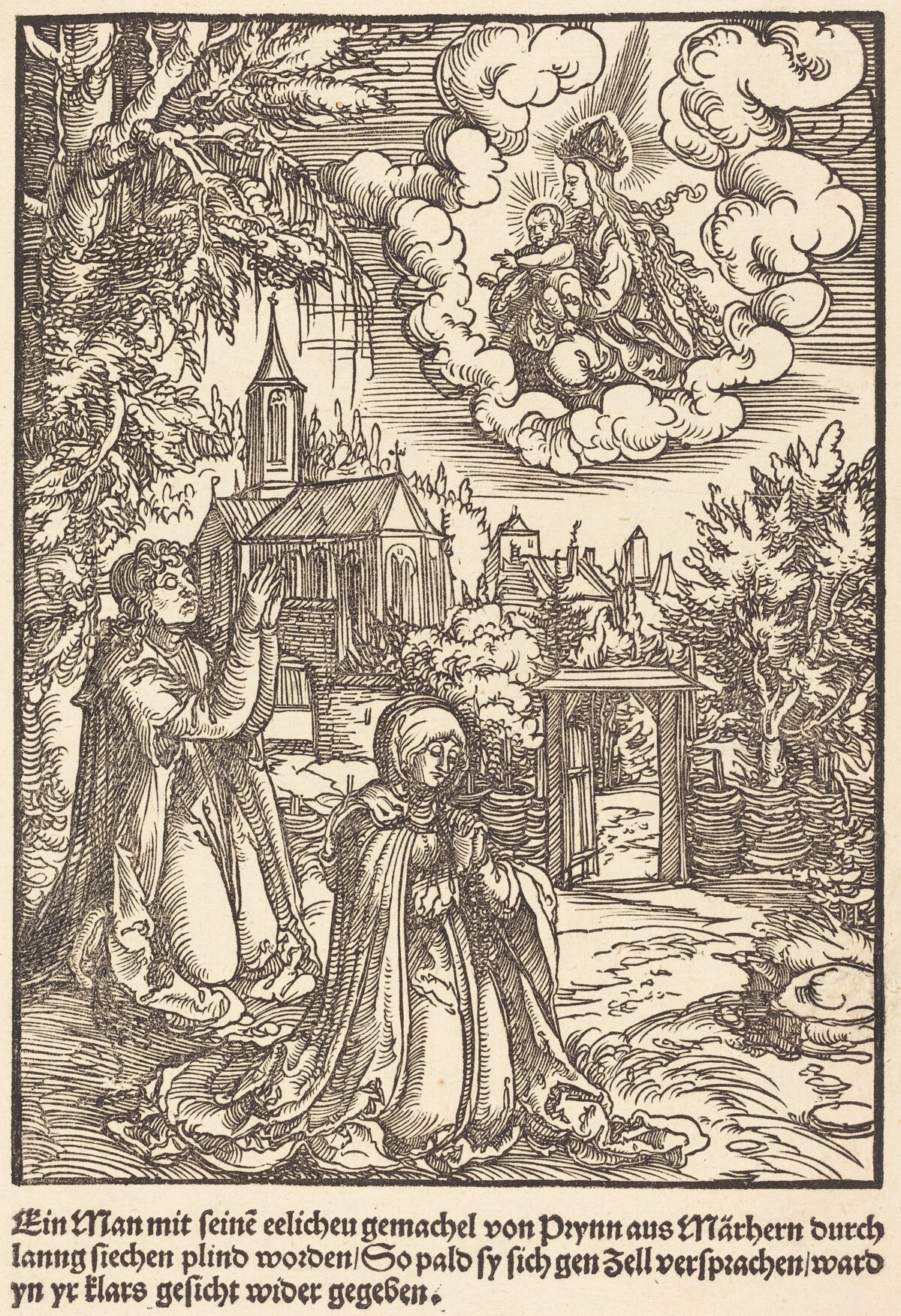 Ein Man mit seine eelicheu gemachel ... by Master of the Miracles of Mariazell
