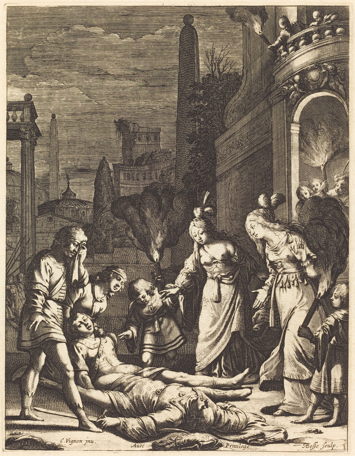 Illustration to Jean Desmarets' "L'Ariane" by Abraham Bosse after Claude Vignon