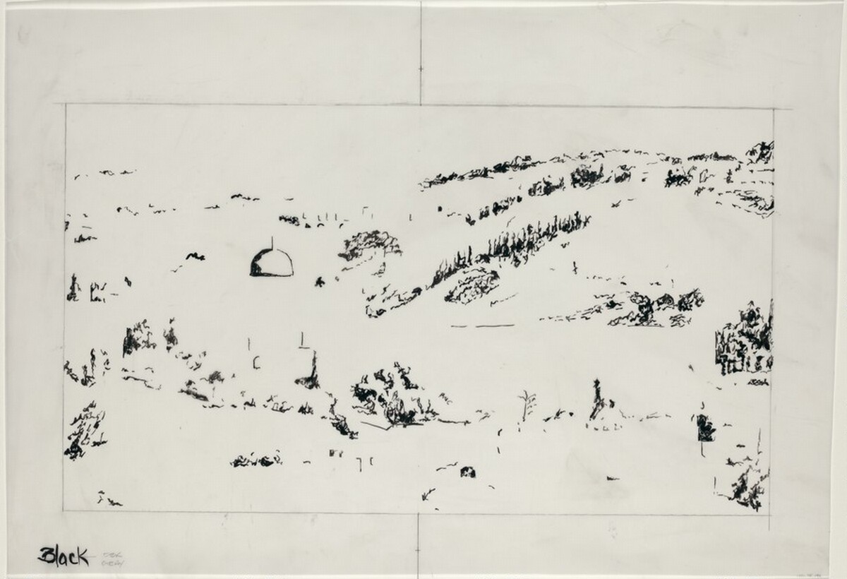 Drawing for "Jerusalem, Temple Mount" by Philip Pearlstein
