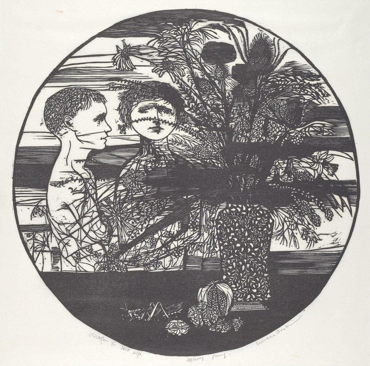 Children and Still Life by Leonard Baskin
