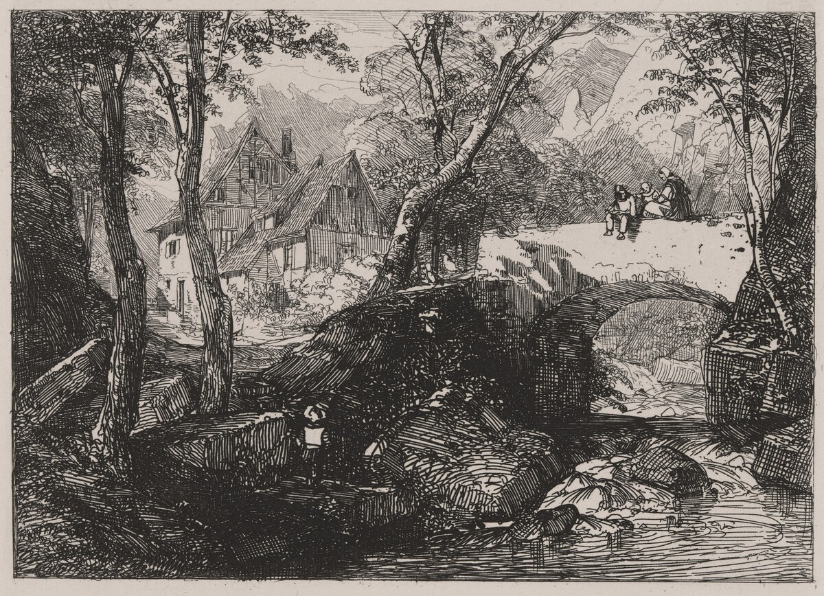 Stone Bridge over A Mountain Brook by Caspar Johann Nepomuk Scheuren