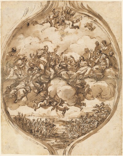 Cloud-Borne Saints above a Lake