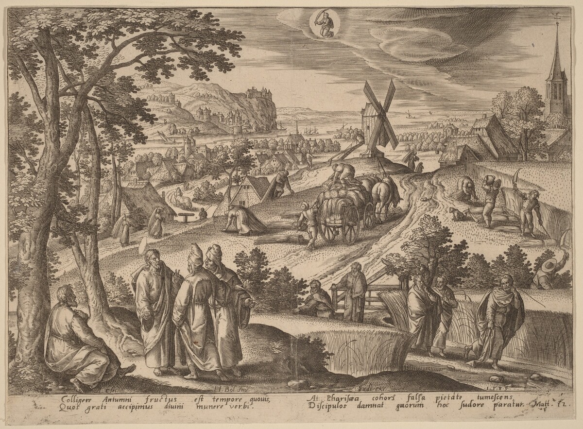 The Plucking of Ears of Corn on Sabbath Day by Adriaen Collaert after Hans Bol