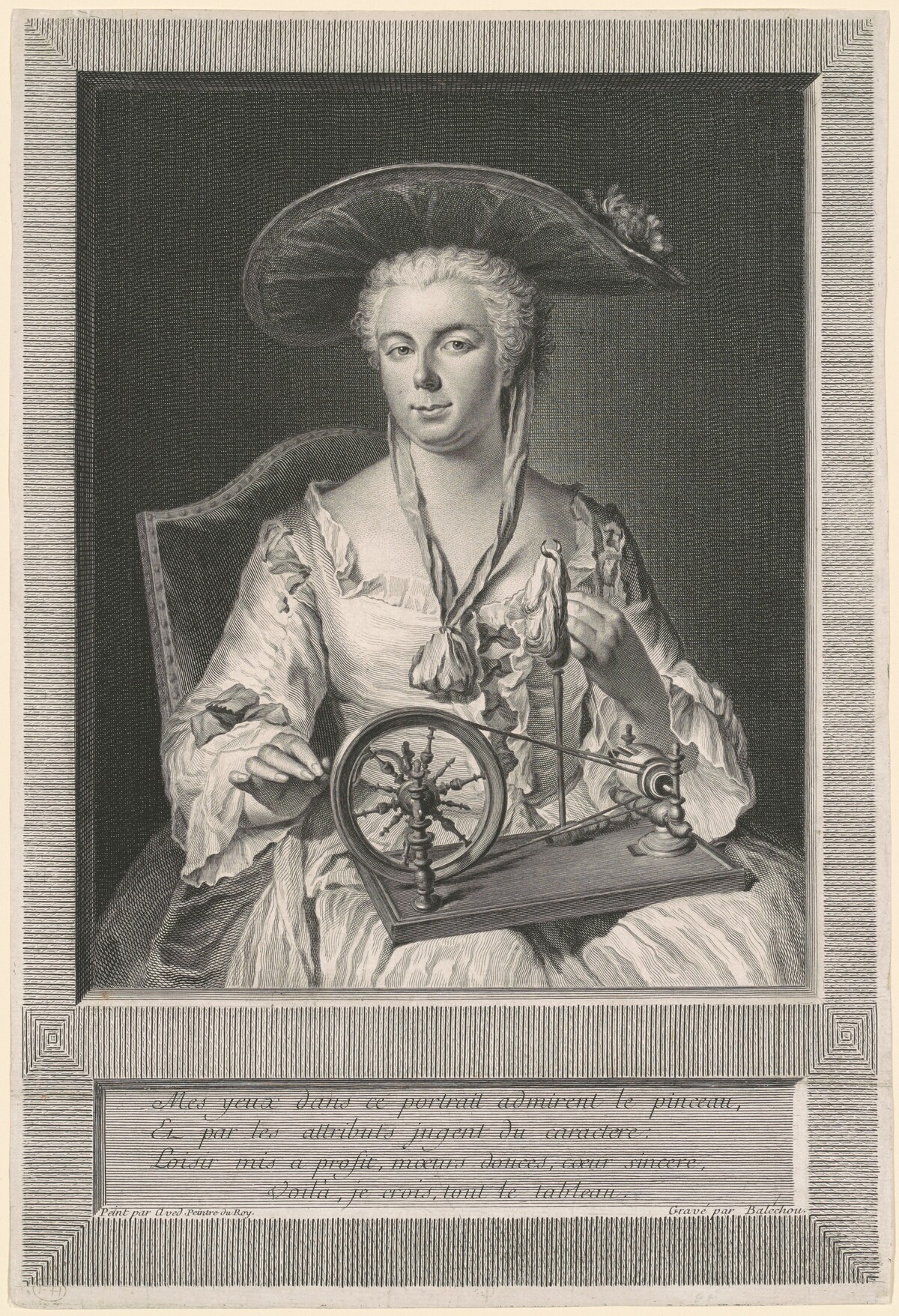 Madame Arlon Spinning Silk by Jean-Joseph Balechou, after Jacques-Andre-Joseph-Camelot Aved
