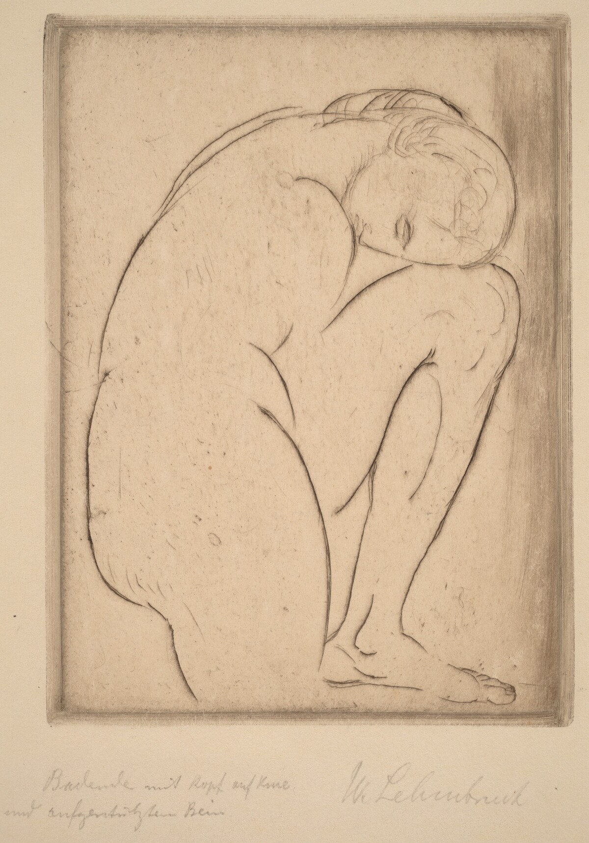 Badende mit Kopf auf Knie (Bather with Her Head on Her Knee) by Wilhelm Lehmbruck