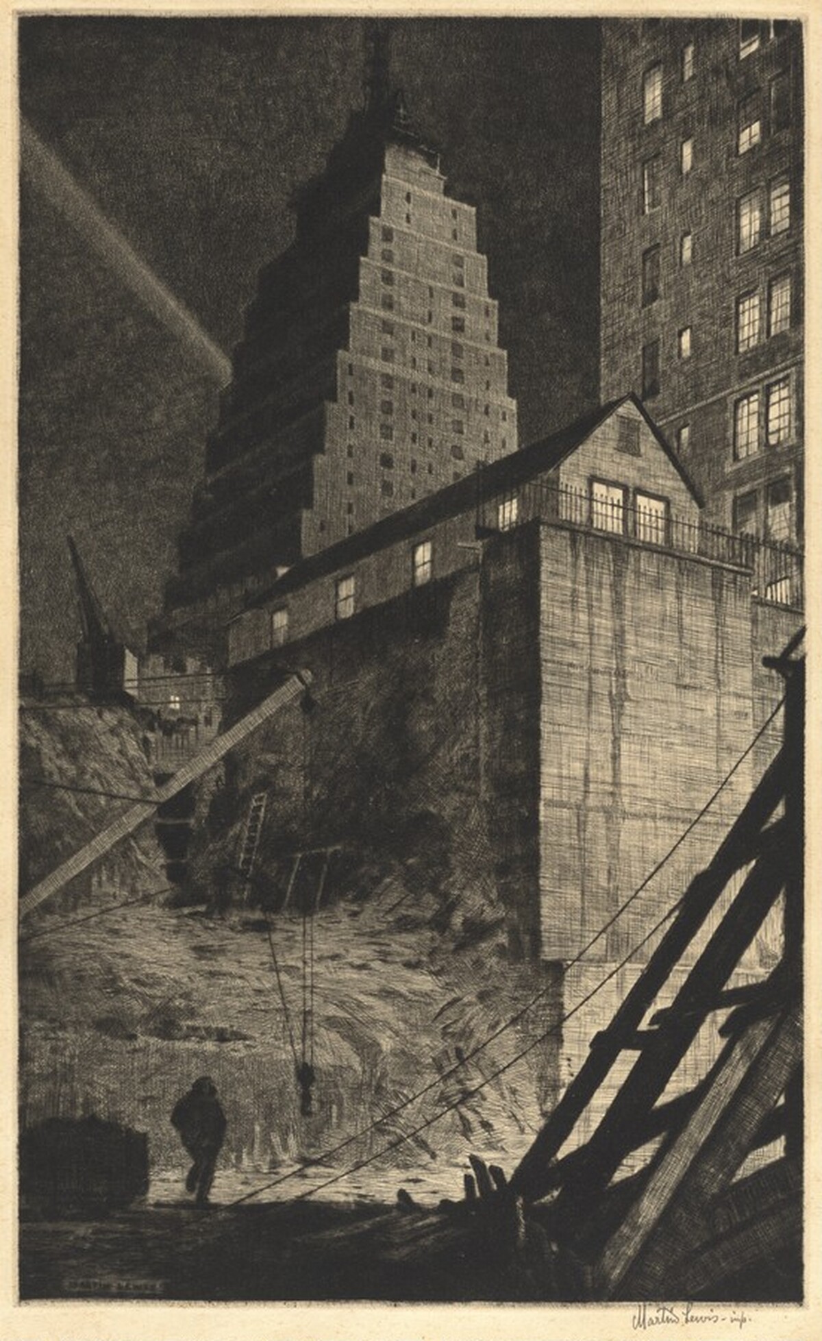 Building a Babylon, Tudor City, N.Y.C. by Martin Lewis