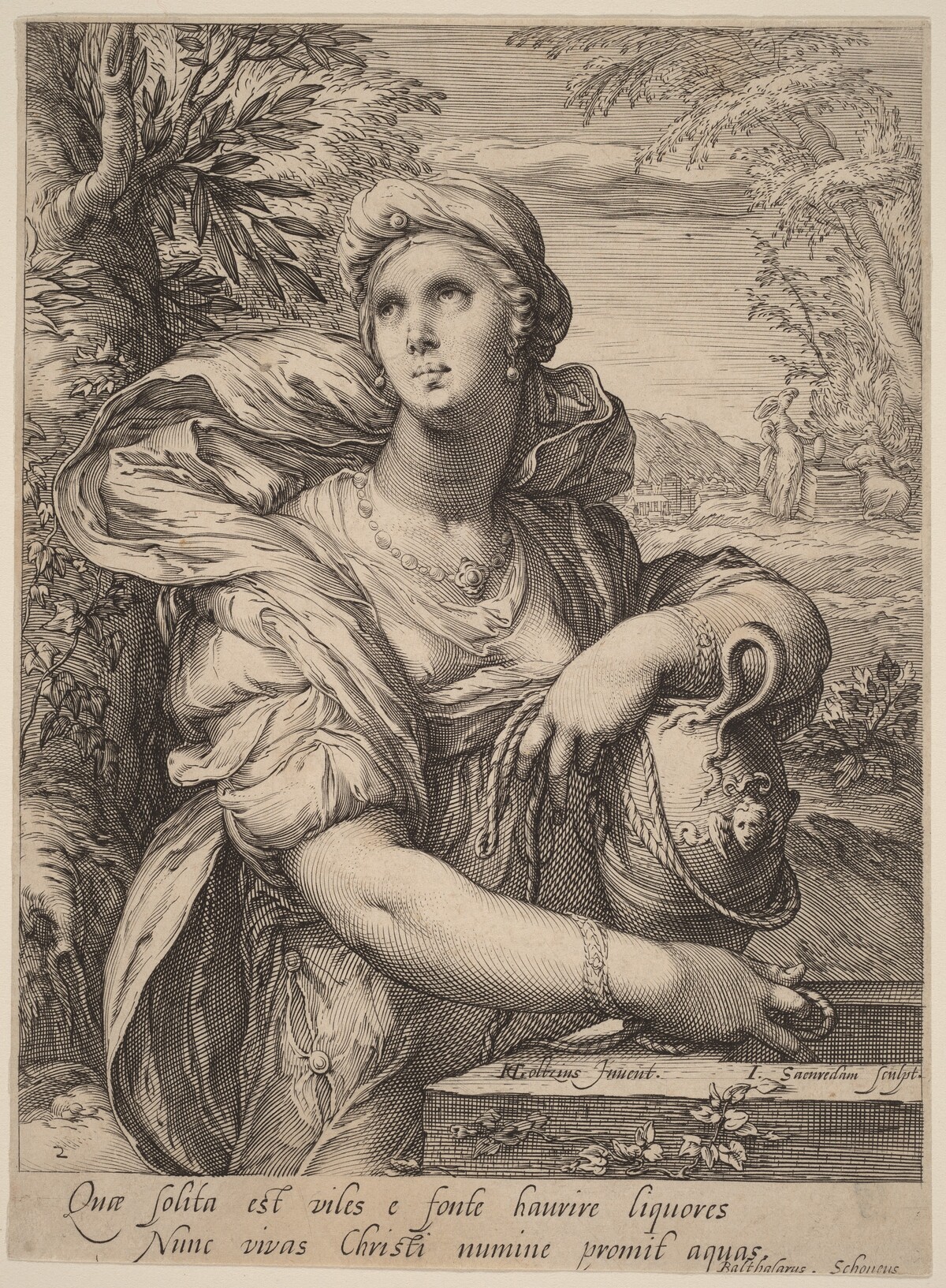 Samarian Woman at the Well by Jan Pietersz Saenredam, after Hendrik Goltzius