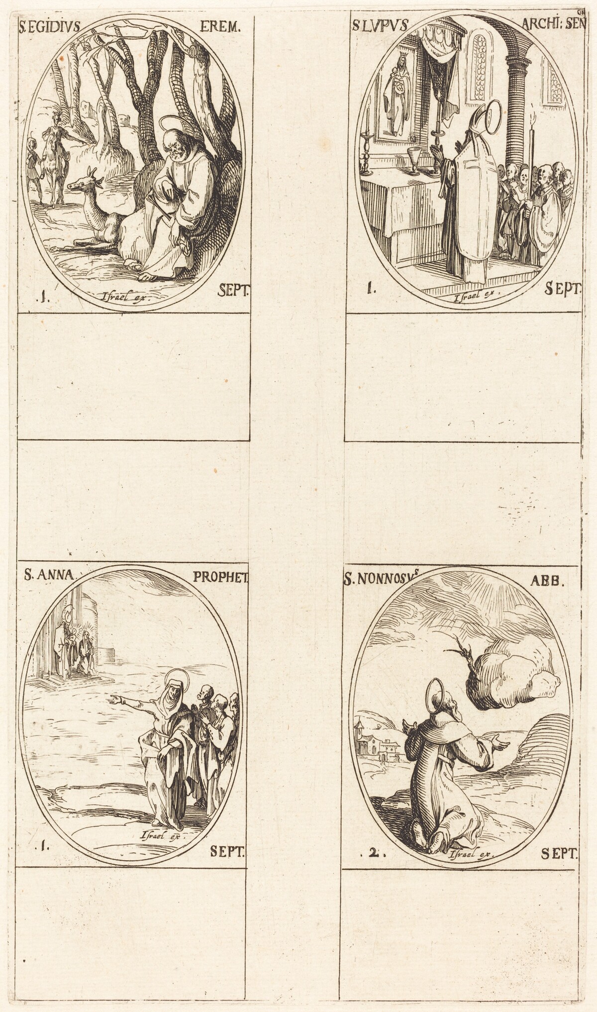 St. Giles; St. Lupus; St. Anne; St. Nonnosus by Jacques Callot