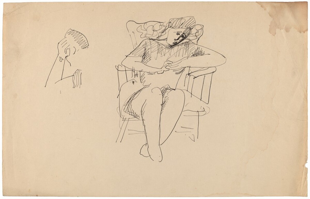 Woman Sitting in Chair with Hands Clasped in Front by Mark Rothko