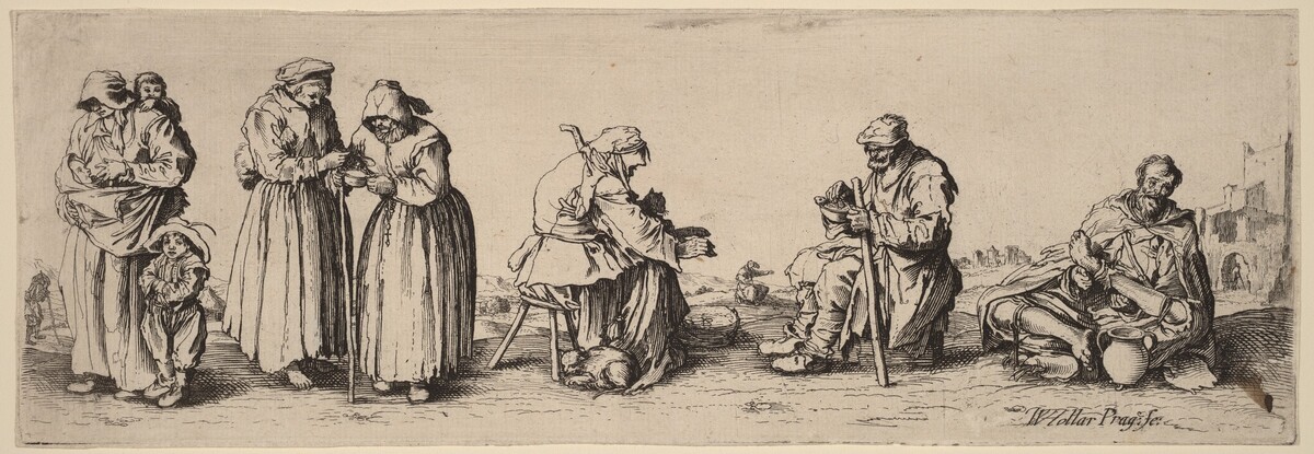 Six Men and Women Beggars by Wenceslaus Hollar after Jacques Callot
