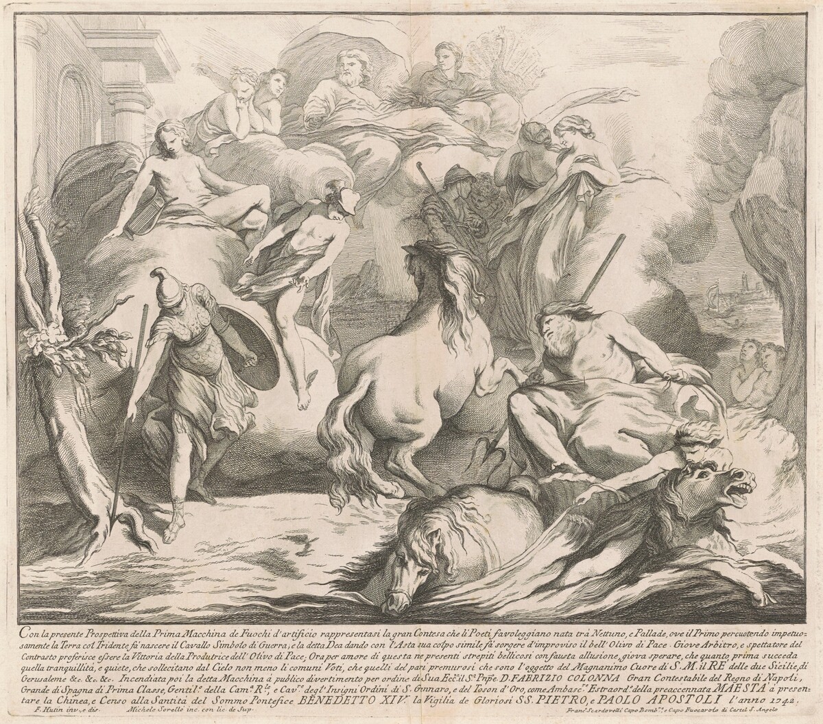 The Prima Macchina for the Chinea of 1742: The Contest of Neptune and Minerva by Miguel de Sorellò, after François Hutin