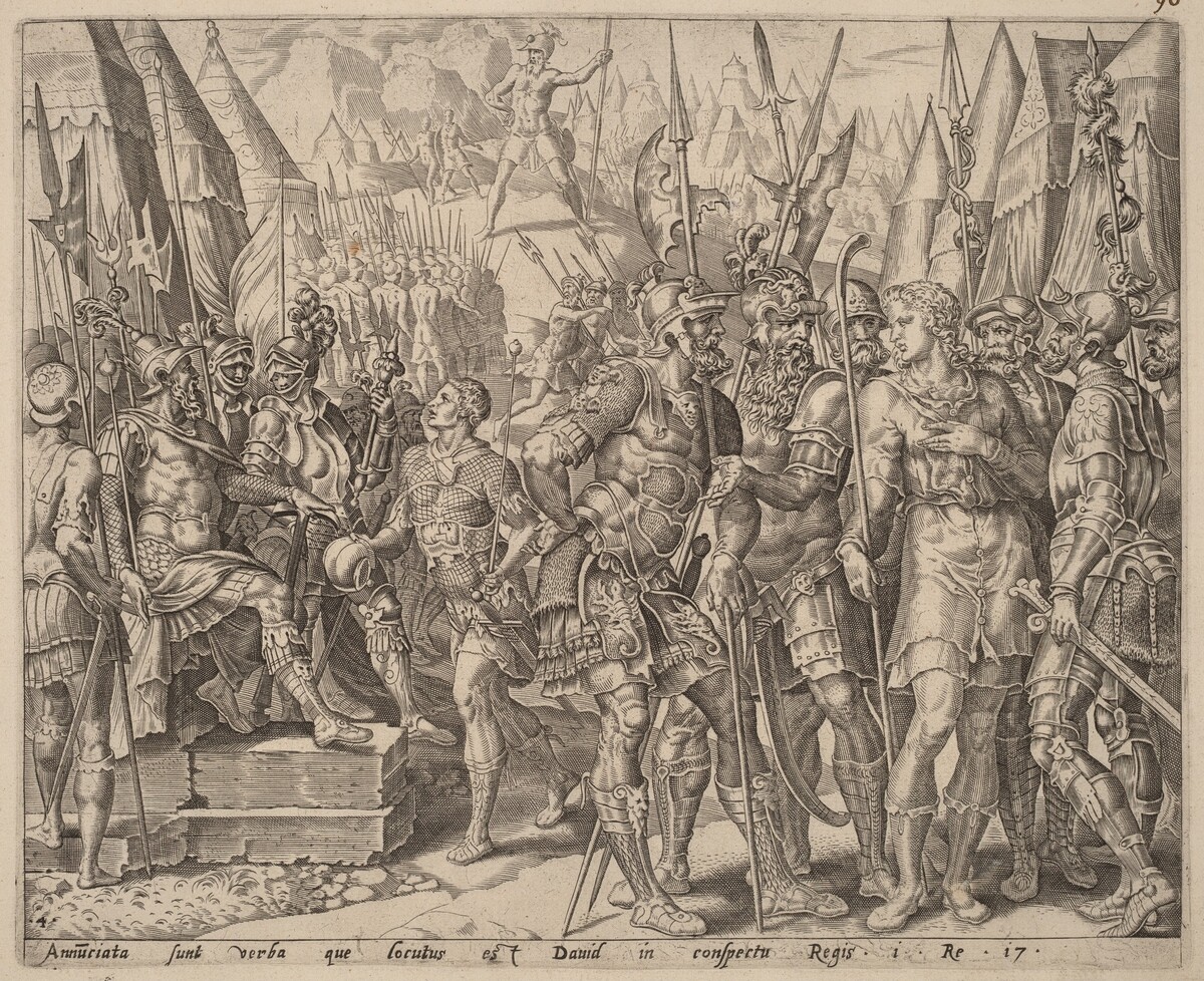 David's Brother Relating to Him Goliath's Challenge by after Maerten van Heemskerck