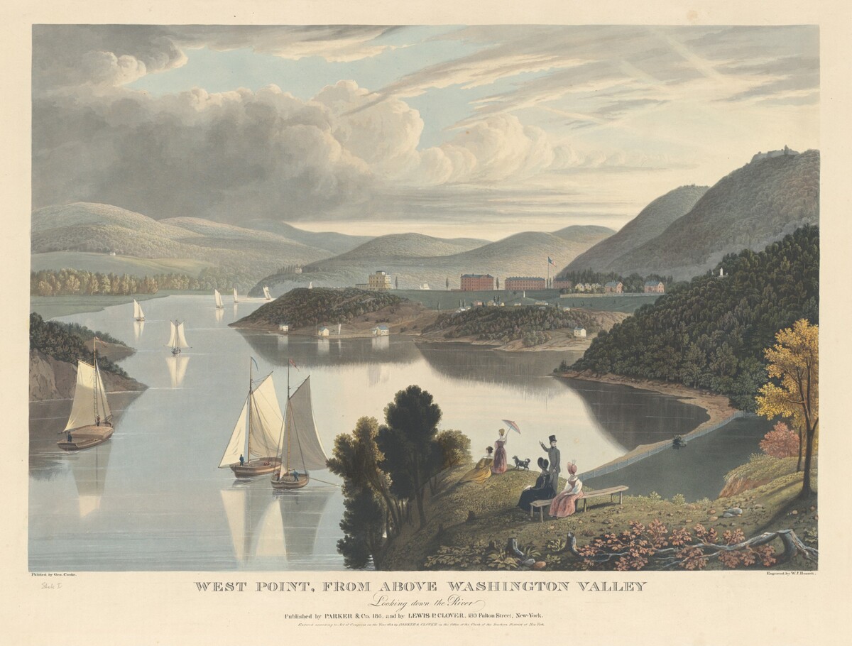 West Point, from above Washington Valley: Looking down the River by William James Bennett after George Cooke