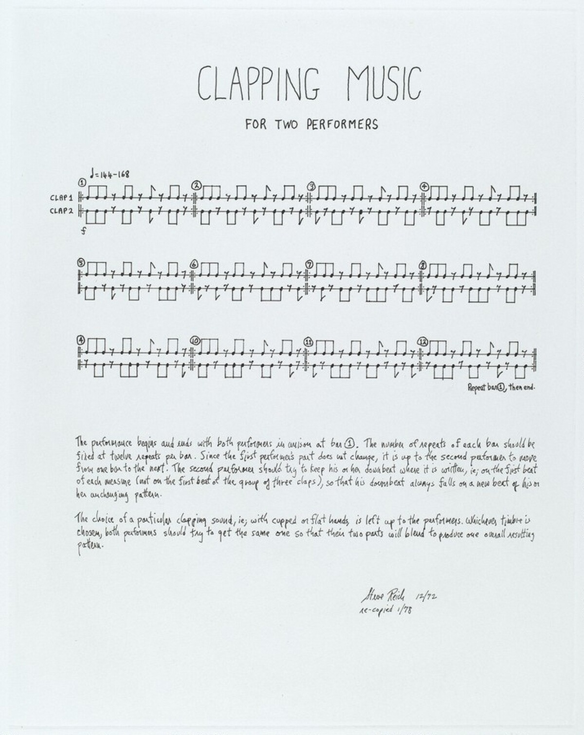 Two Scores by Steve Reich
