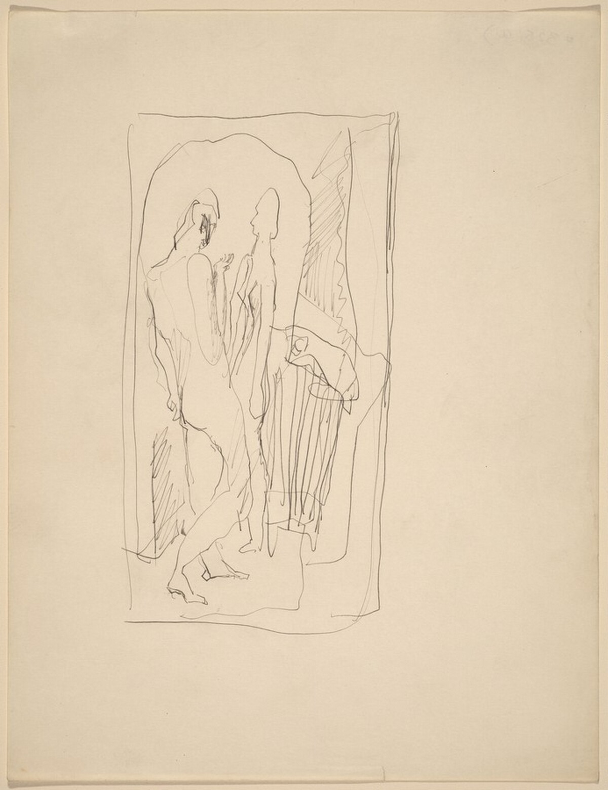 Two Nudes Standing in an Architectural Setting by Mark Rothko
