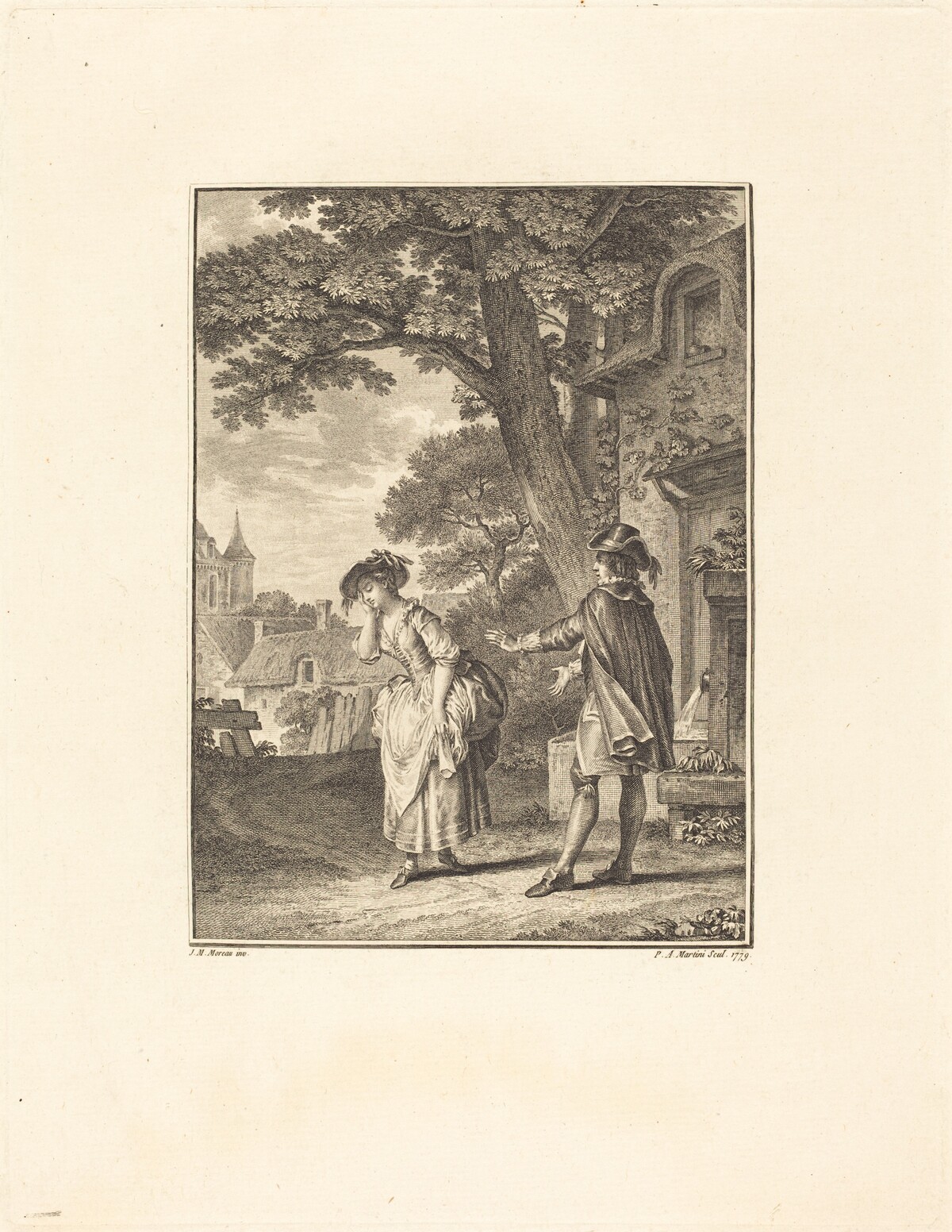Le Devin du Village (Colette Weeping) by Pietro Antonio Martini after Jean-Michel Moreau