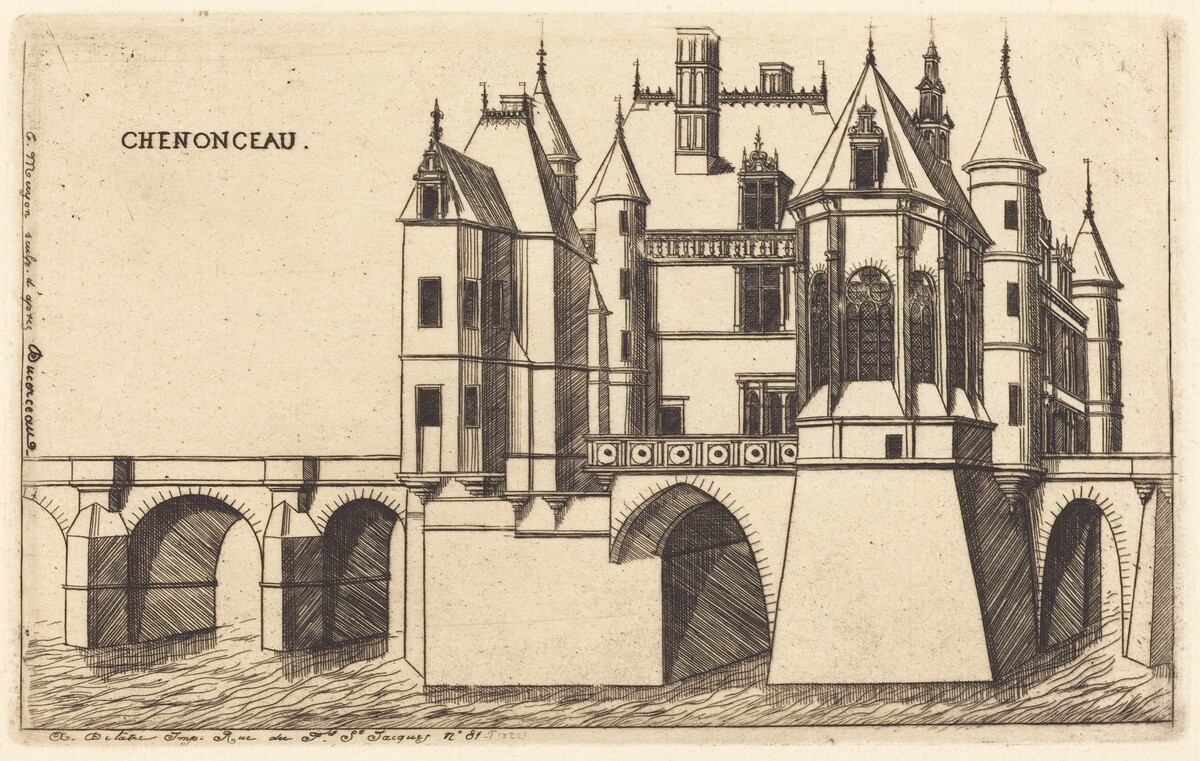 Chateau de Chenonceau, 2e planche (The Chateau of Chenonceau, 2nd plate) by Charles Meryon after Jacques Androuet Ducerceau I