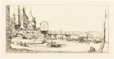 Passerelle du Pont-au-Change, Paris, après l'Incendie de 1621 (Footbridge Temporarily Replacing the Pont-au-Change, Paris, after the Fire of 1621)