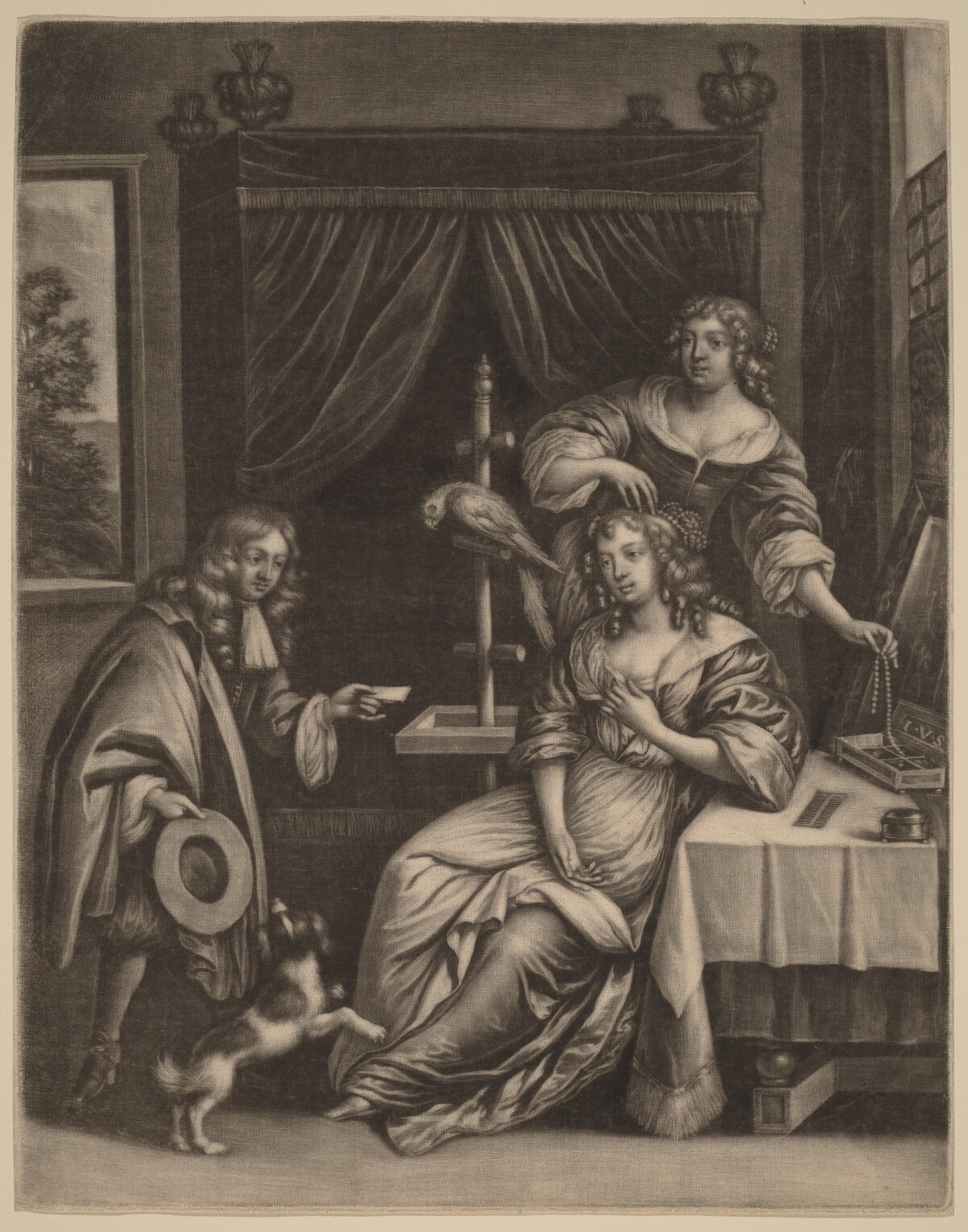 Boy Delivering a Letter to a Woman by Jan van Somer
