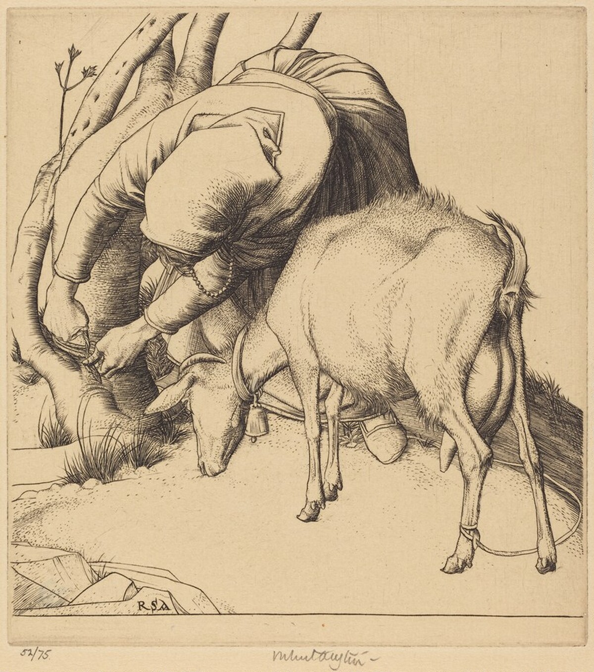 Woman Tethering a Goat by Robert Austin