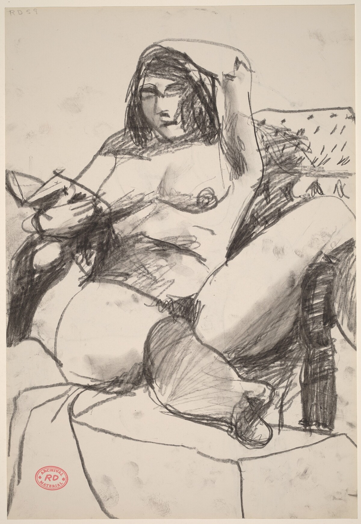 Untitled [female nude seated and reading] [recto] by Richard Diebenkorn