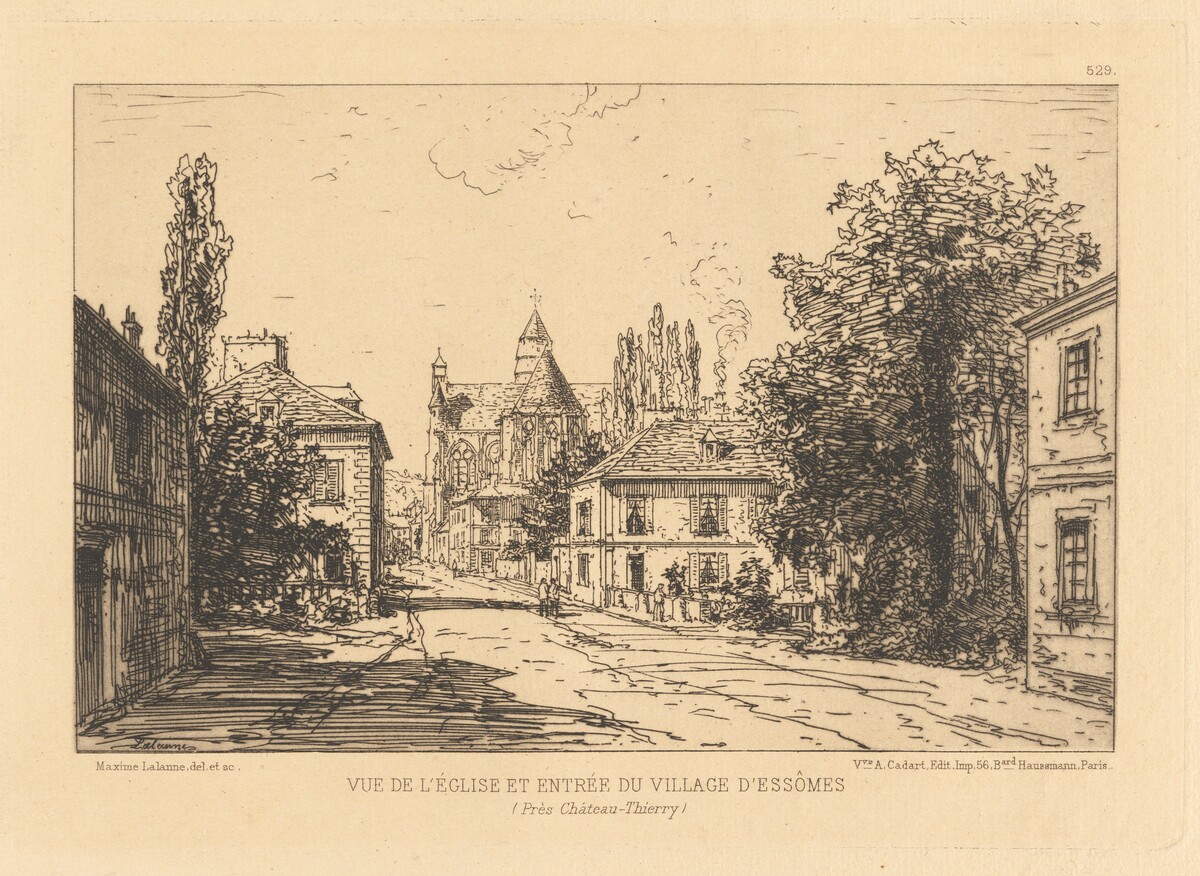 Vue d’Église et Entrée du Village d’Essômes by Maxime Lalanne