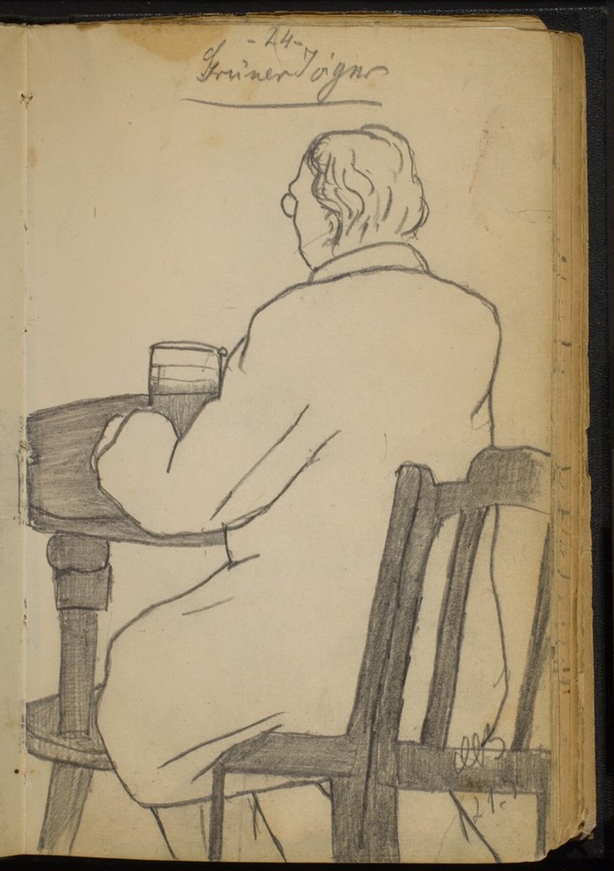 Man Seated at a Table seen from Behind by Max Beckmann