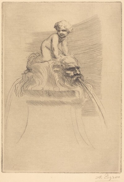 Small Fountain, Child Playing on the Grotesques (Petite fontaine, enfant qui joue surdes masques)