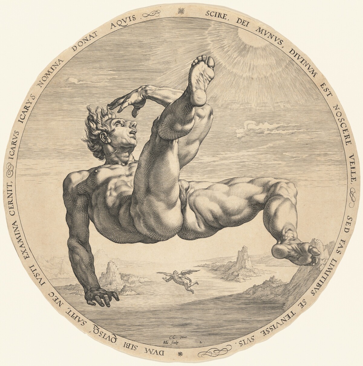Icarus by Hendrick Goltzius after Cornelis Cornelisz van Haarlem