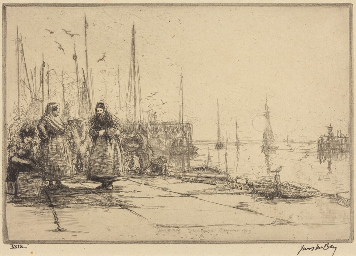 A Fishing Harbour by James McBey