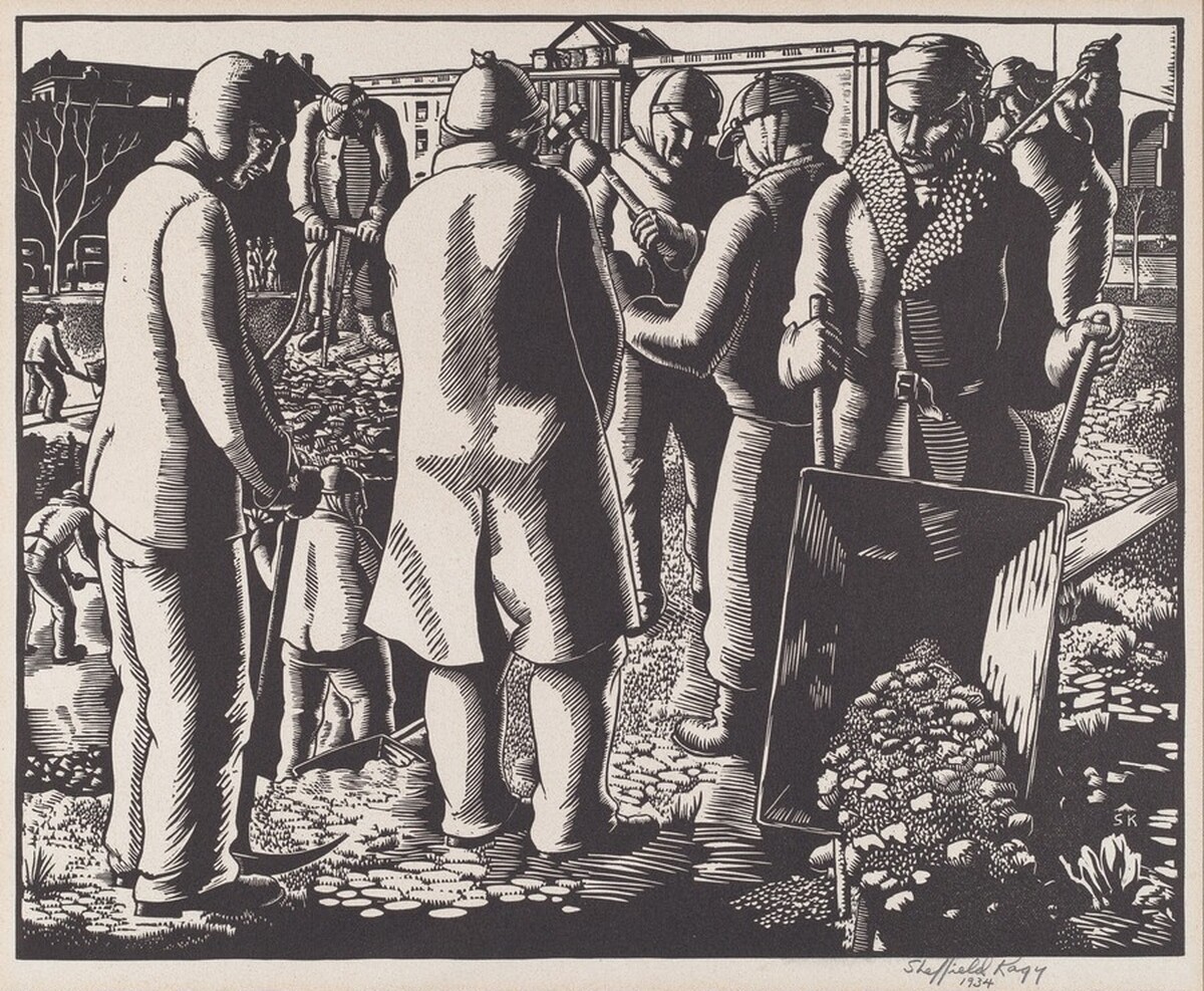 Civil Works Administration Workers on the Mall by Sheffield Harold Kagy