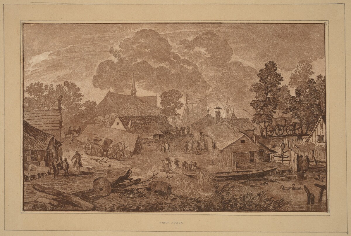 Village with Pond by Cornelis Ploos van Amstel (editor) and Cornelis Brouwer (printmaker), after Allart van Everdingen