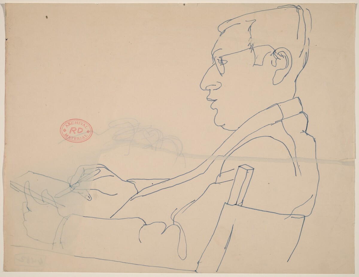 Untitled [side view of a seated man with glasses drawing] by Richard Diebenkorn