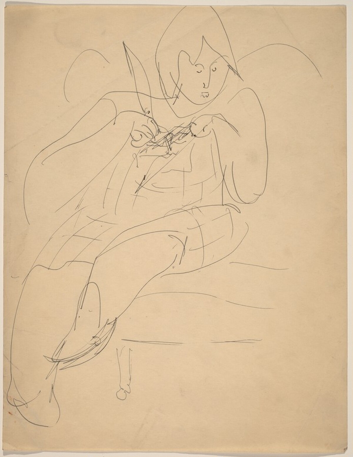 Seated Female on Couch Knitting (?) by Mark Rothko