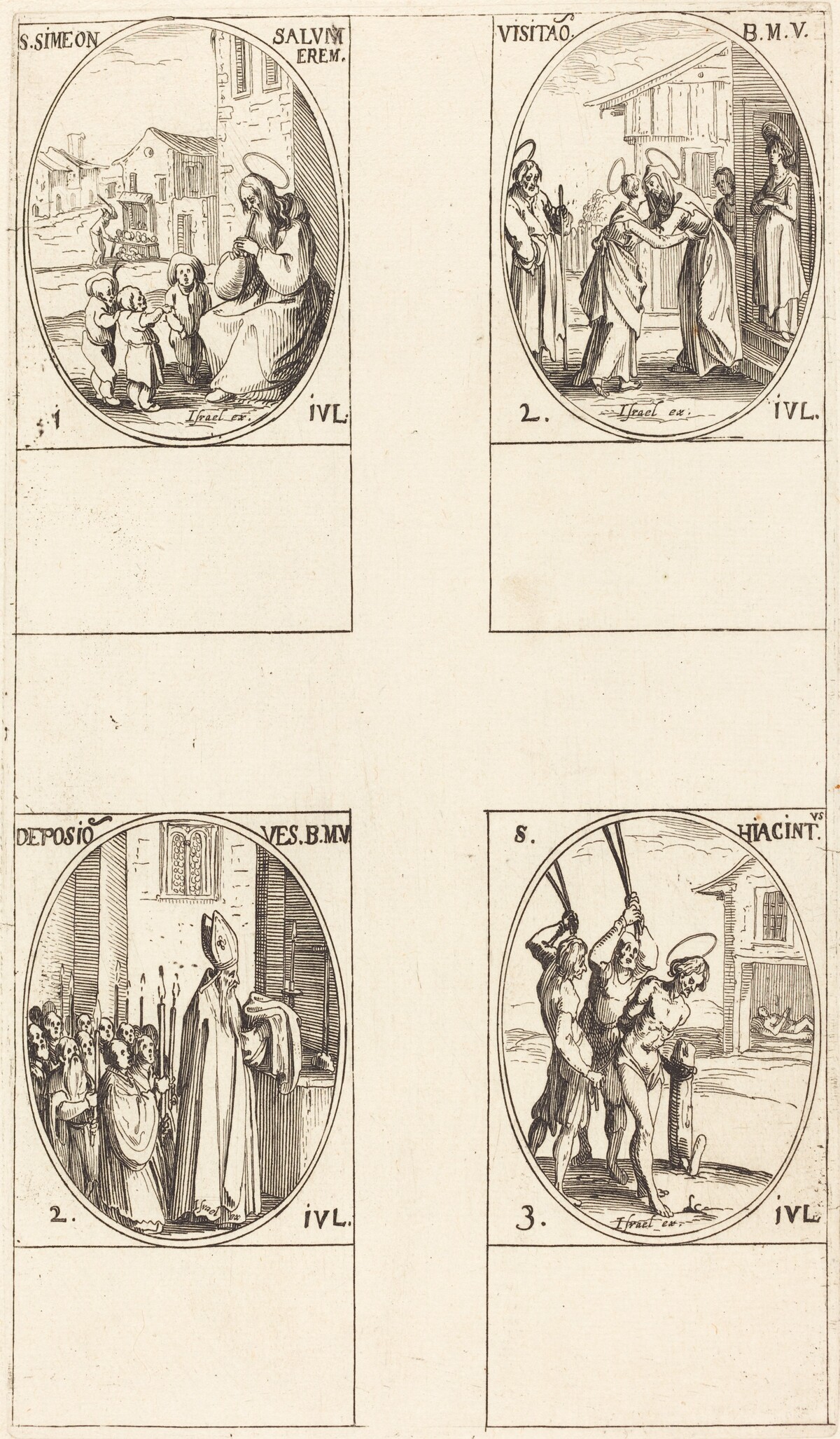 St. Simeon Salus; The Visitation; Deposition of the Virgin's Clothes; St. Hiacintus by Jacques Callot
