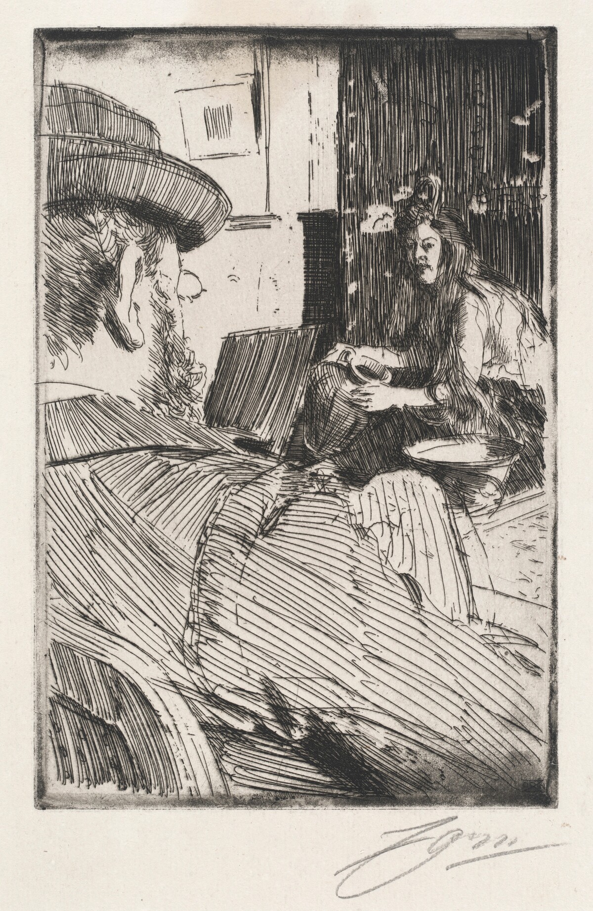 Albert Besnard and His Model by Anders Zorn