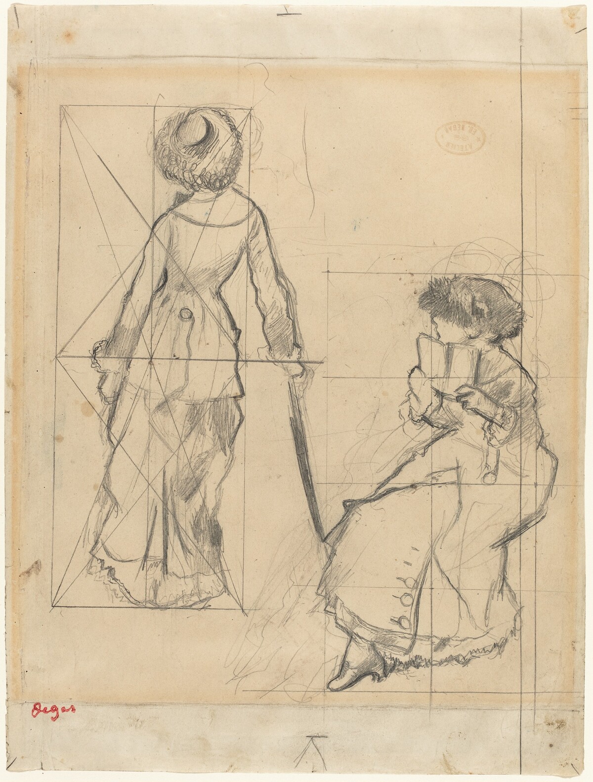 Study for "Mary Cassatt at the Louvre" [recto] by Edgar Degas