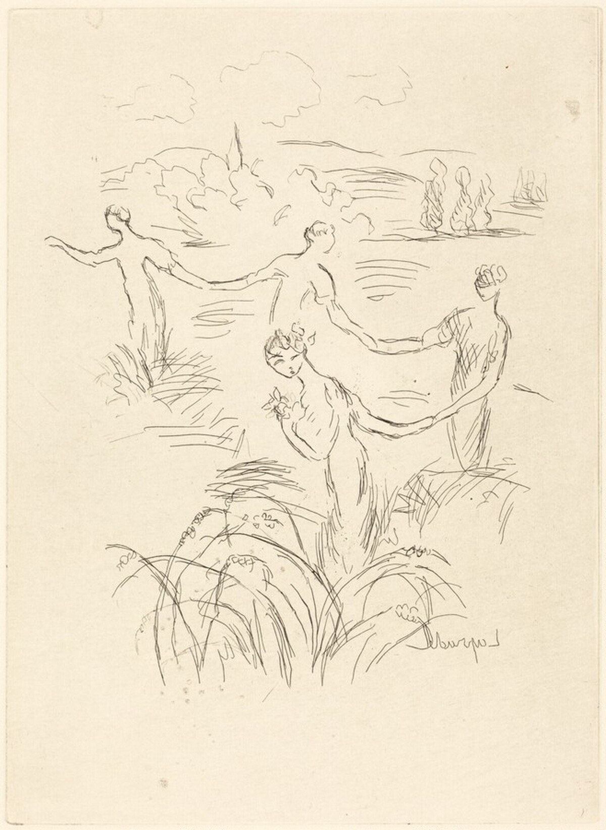 Four Figures in a Landscape by Pierre Laprade